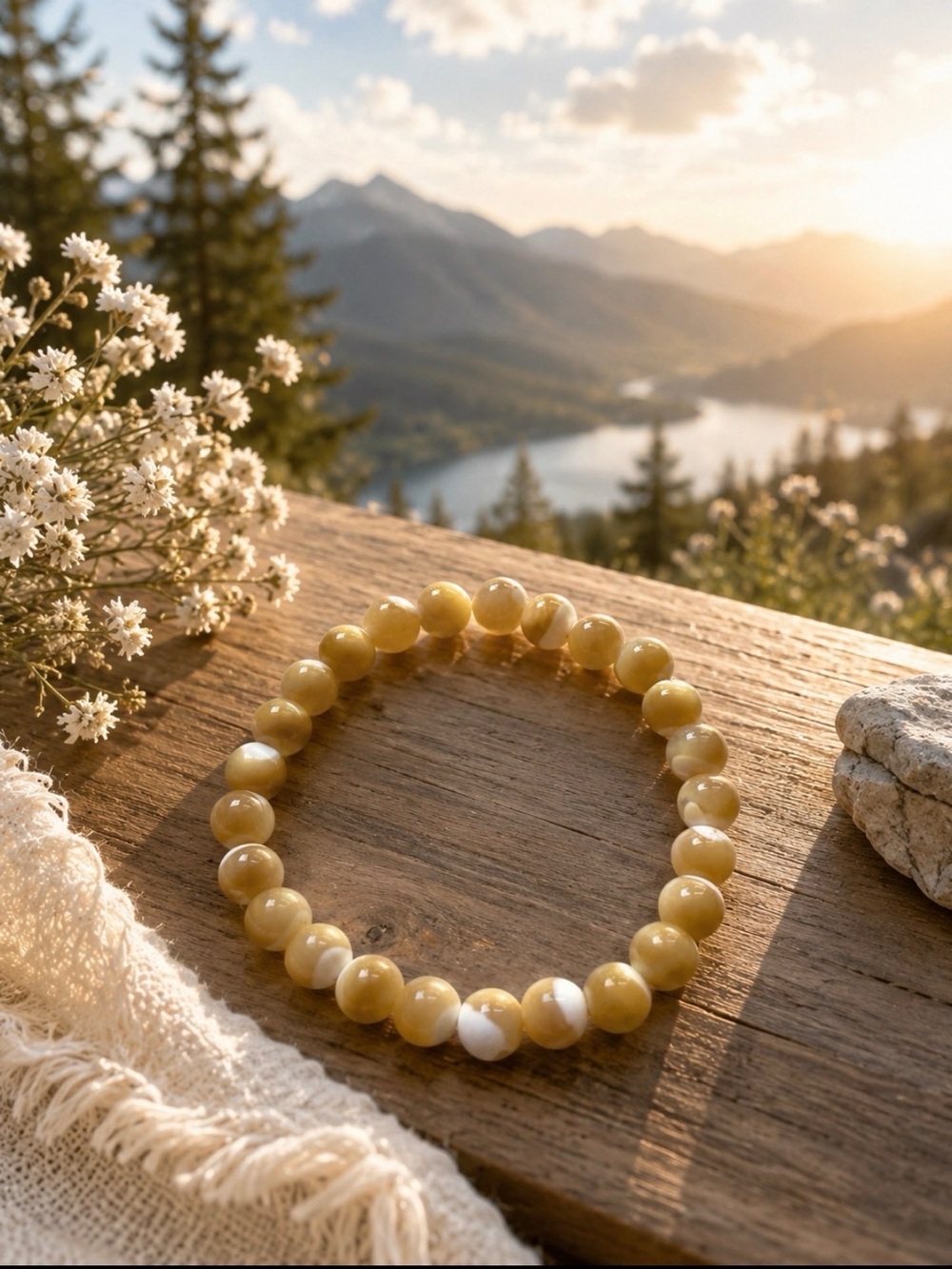 Snail Agate Beaded Stone Bracelet